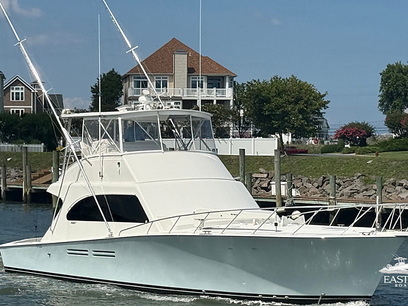 A rigged sportfishing boat on home water in Ocean City, Maryland