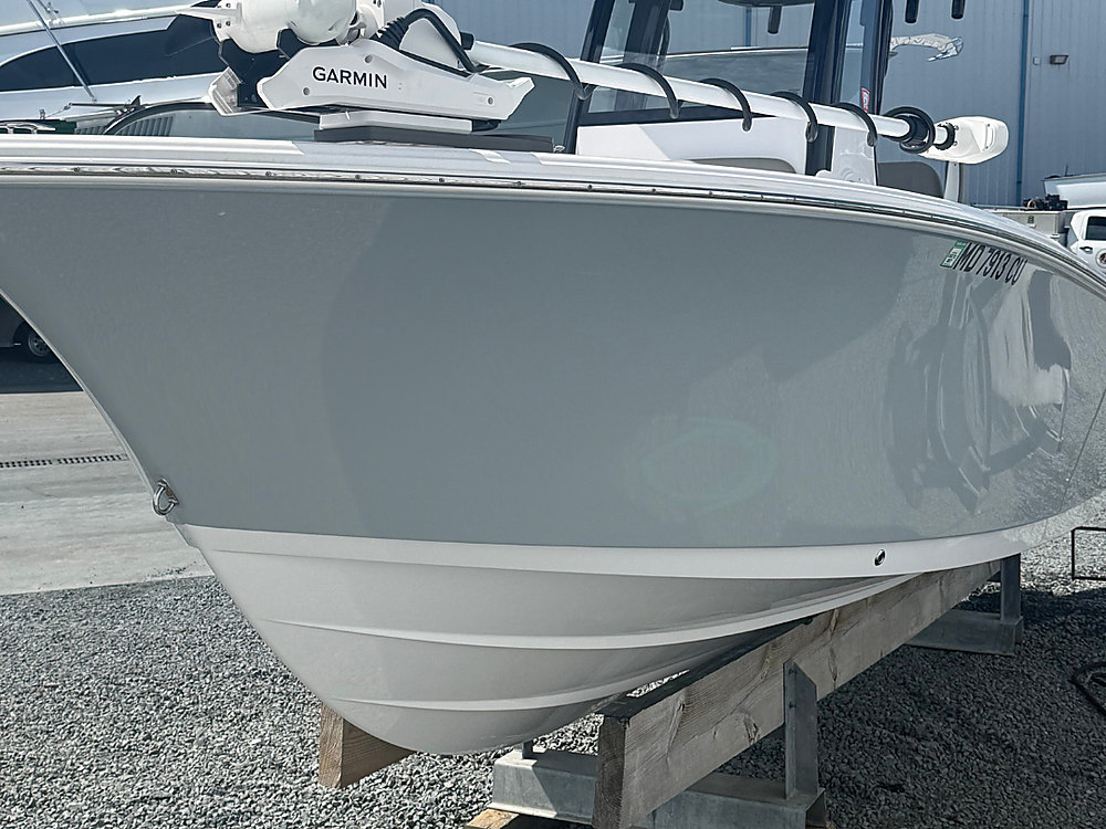 A bow mounted trolling motor installed by Eastern Bay Boat Works
